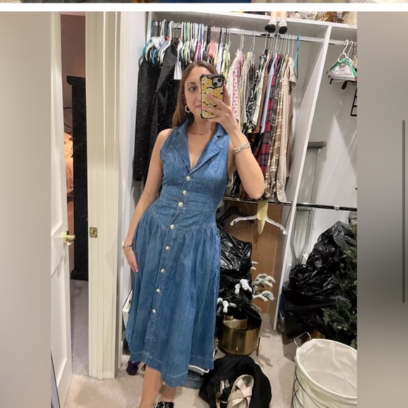 REFORMATION Ellison Denim Midi Dress 6 - Picture 4 of 13